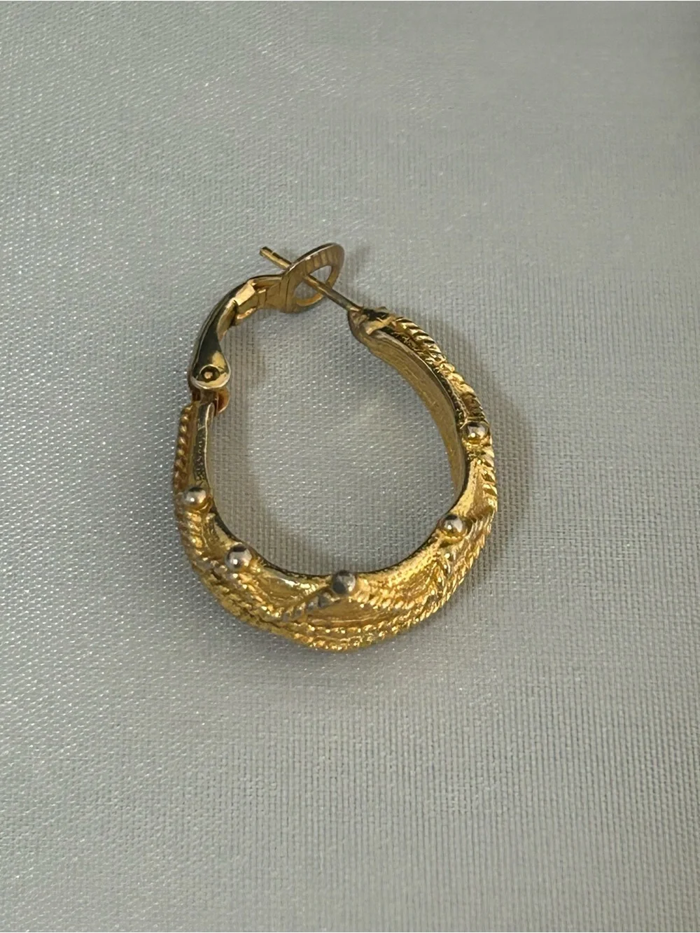 Vintage Gold-Tone Textured Hoop Earrings by Goldette